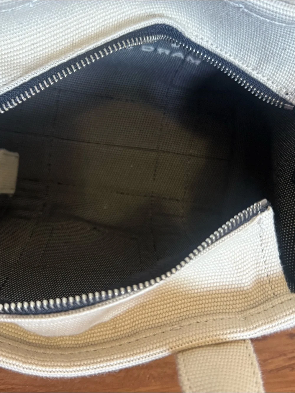 Authentic Marc Jacobs Small Canvas Tote in Cream with Black Trim